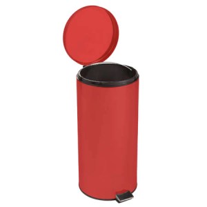 WASTE CAN, RED 32 QT STEEL  ROUND EACH