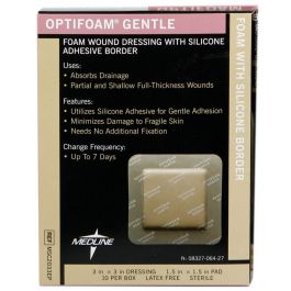 DRESSING, OPTIFOAM GENTLE 3X3" BORDERED, 10/BX DRESSING, OPTIFOAM GENTLE 3X3" BORDERED, 10/BX
