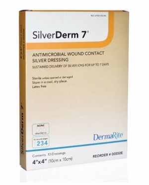 DRESSING, SILVERDERM 7, 4X4 ANTIMICROBIAL 10/BX