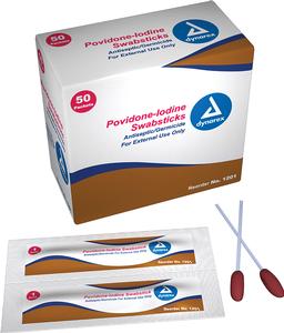 BETADINE, PVP SWABSTICKS 3'S, 25/BX,  (10BX/CS)