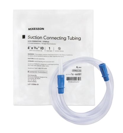 TUBING, SUCTION 3/16\" X 6\' STERILE M/F CONNECT, EACH