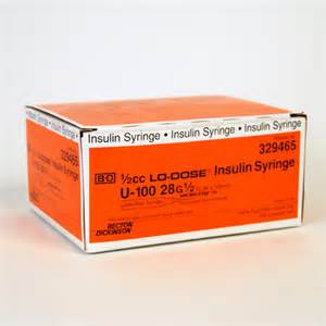 SYRINGE, 1/2CC 28G X 1/2" INSULIN, 100/BX