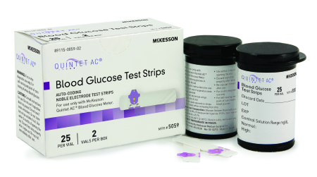 TEST STRIPS, GLUCOSE QUINTET AC, 50/BX