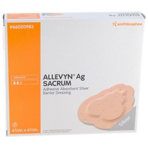 DRESSING, ALLEVYN FOAM SACRAL W/SILVER (AG) HYDROCELLULAR, BORDE