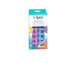 PILLBOX ORGANIZER, WEEKLY, TWICE A DAY, EACH