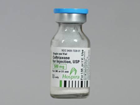 CEPHALOSORIN CEFTRIAXONE SODIUM, 500MG/15ML INJECTION VIAL, 10/B