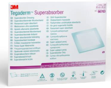 DRESSING, SUPERABSORBER 7-7/8\"X11-3/4\" TEGADERM, STERILE, 10/BX