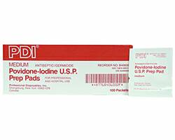 PREP PAD, PVP MEDIUM, 100/BOX, POVIDONE IODINE, 10%