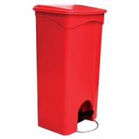 TRASH CAN, PLASTIC RED STEP-ON, EACH