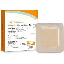 DRESSING, FOAM 4X4 SILICONE AG BORDER, 5/BX