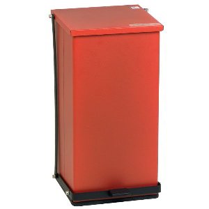 TRASH CAN, METAL RED 100 QT W/ FOOT PEDAL