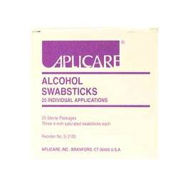 SWABSTICK, ALCOHOL IMPREGNATED 3/PK, 25/PK/BX