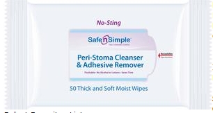 WIPES, PERI-STOMA ADH REMOVER SAFE'N SIMPLE 5X7" NO STING SCENT