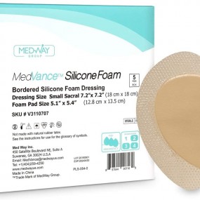 FOAM, SILCONE 7" X 7" BORDER SACRAL, PAD 4.9" X 4.7", 5/BX FOAM, SILCONE 7" X 7" BORDER SACRAL, PAD 4.9" X 4.7", 5/BX