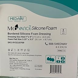 DRESSING, FOAM HEEL 7X9 SILICONE WITH BORDER, 5/BX DRESSING, FOAM HEEL 7X9 SILICONE WITH BORDER, 5/BX